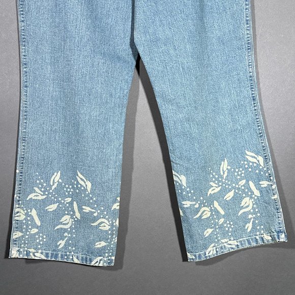 I.E. Relaxed Button‎ Fly Capri/Jeans Floral Stencil Hem Front/Back/Waist Size 8 - Picture 13 of 16